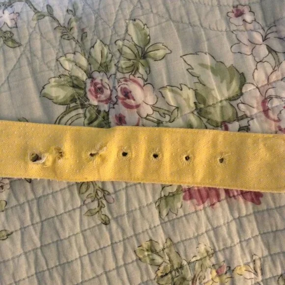 Vintage 1960s Swiss Dotted Belted Button Up Sleeveless Dress with Eyelet Pockets - Picture 6 of 7